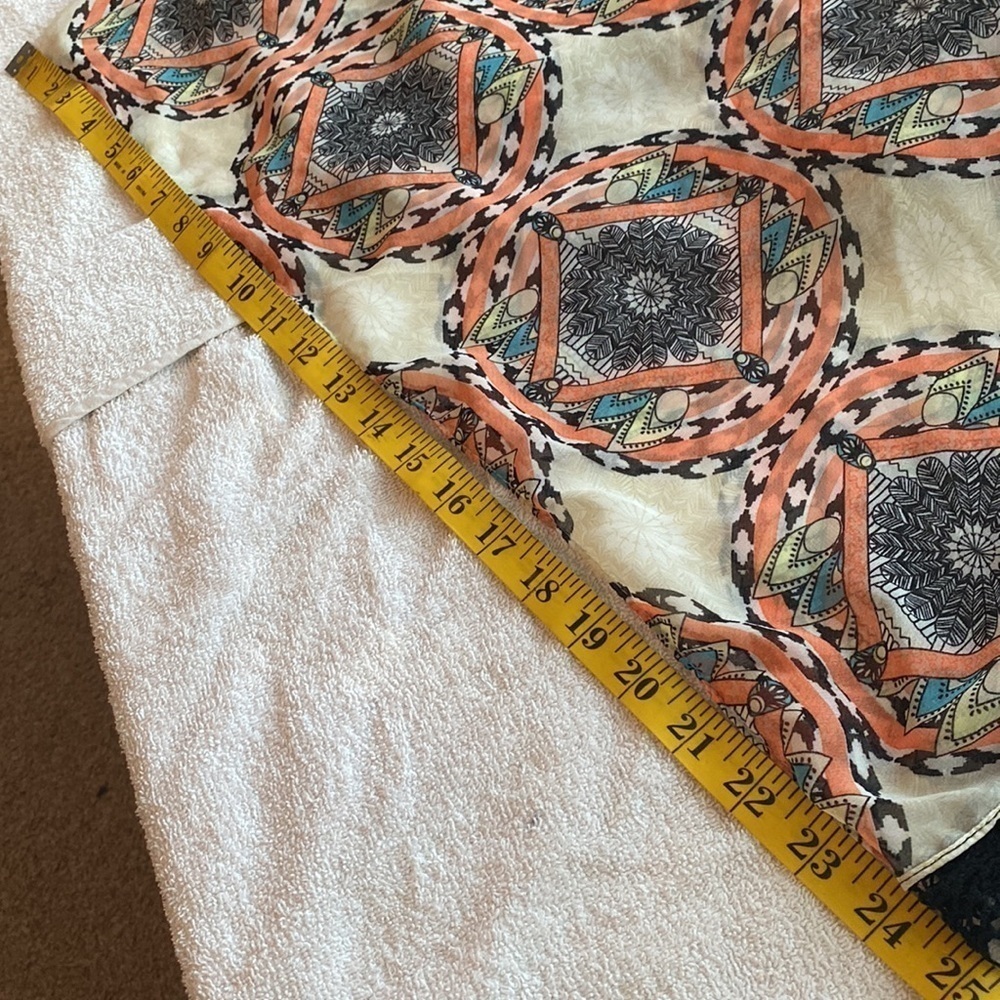 Open front sheer coverup fringed at bottom Southwestern print One Size NWOT - Picture 2 of 4